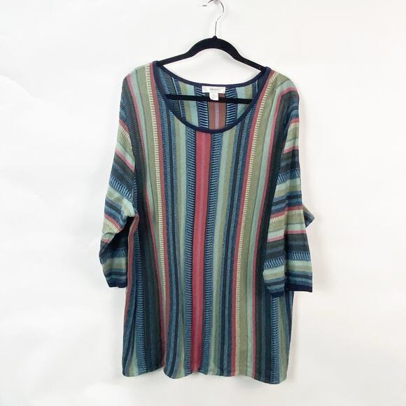 CJ Banks Sweaters - CJ Banks 2X Plus Womens Multicolor 90s Style Vertical Stripe Pullover Sweater